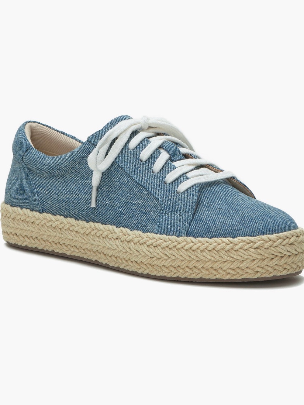Lucky Brand Denim Lace-Up Espadrille Sneaker - Blue with White Laces Size 10 New